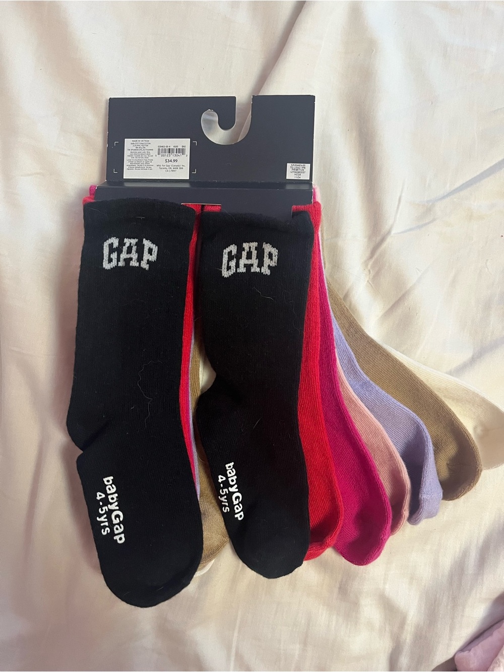 GAP Kids Multi-Color Crew Socks - Black, Red, Pink, Lavender, Tan